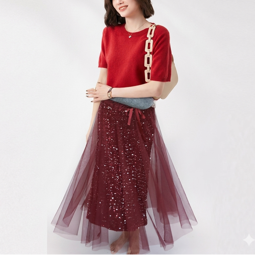 Icone™ SparkleSet: Casual Elegante Top En Glanzende Tulle Sparkle Set