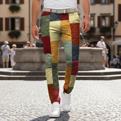 Icone™ RetroTrousers: Stijlvolle Kleurblok Vintage Slank Passende Retro Broek