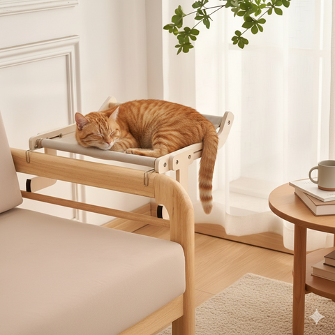 Catfri® HangingBed - Premium Verstelbare Houten Katten Hangmat Hangende Bed