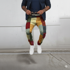 Icone™ RetroTrousers: Stijlvolle Kleurblok Vintage Slank Passende Retro Broek