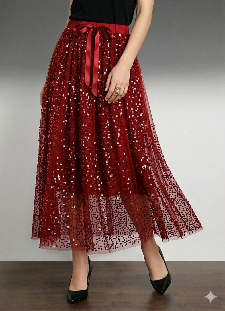 Icone™ SparkleSet: Casual Elegante Top En Glanzende Tulle Sparkle Set