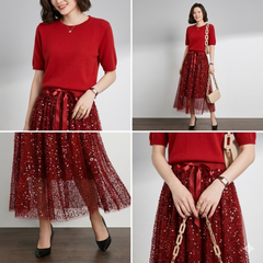 Icone™ SparkleSet: Casual Elegante Top En Glanzende Tulle Sparkle Set