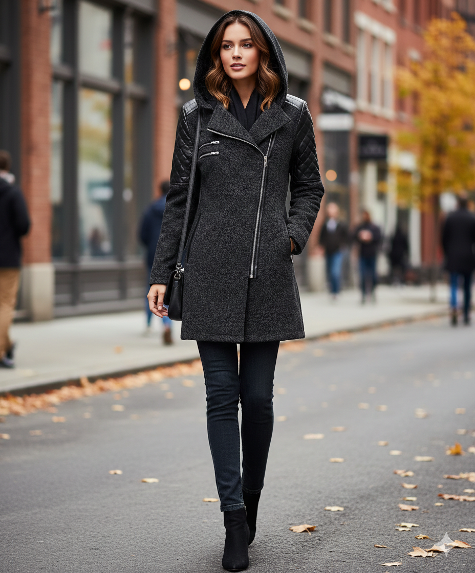 Icone™ ClassicCoat: Elegante Mid-Lange Slim-Fit Klassieke Jas Met Capuchon