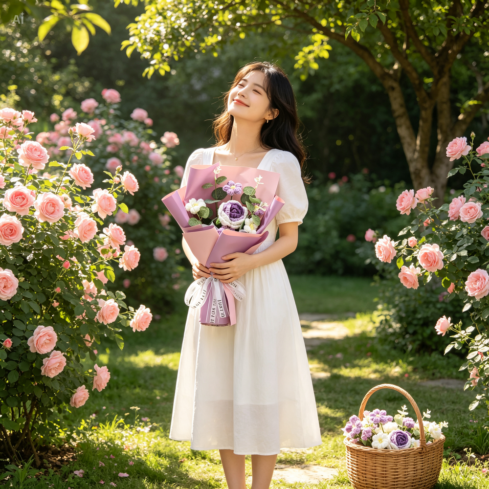 CrochetFlowers 1+1 GRATIS - Delicaat Kunstmatig Haakbloemenboeket