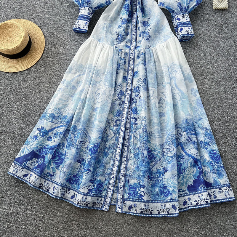 Icone™ BloomDress: Bloemen Bloeien Ontwerp Elegant Casual Midi Jurk