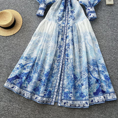 Icone™ BloomDress: Bloemen Bloeien Ontwerp Elegant Casual Midi Jurk