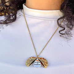 Jewelance™ SunflowerNecklace: "Jij Bent Mijn Zonnestraal" Zonnebloem Bedeltje Ketting