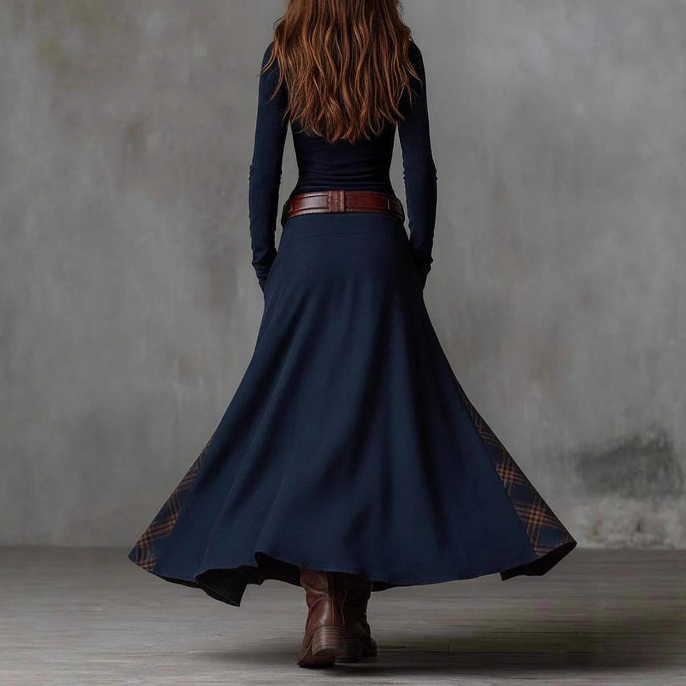 Icone™ ClassicDress: Luxe Retro Taille-Accentuerende Vintage Patchwork Klassieke Jurk