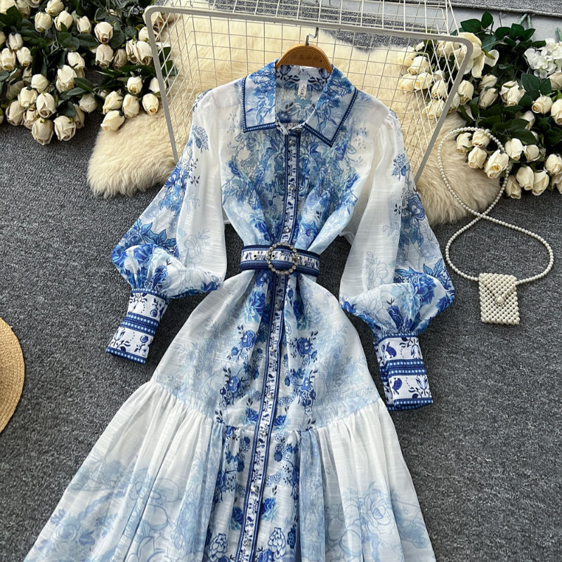 Icone™ BloomDress: Bloemen Bloeien Ontwerp Elegant Casual Midi Jurk