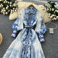 Icone™ BloomDress: Bloemen Bloeien Ontwerp Elegant Casual Midi Jurk