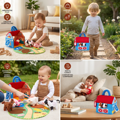 Kletshuts™ FarmPlayset: Interactief Dier Leer Speelgoed Met Draagbaar Speelhuisje