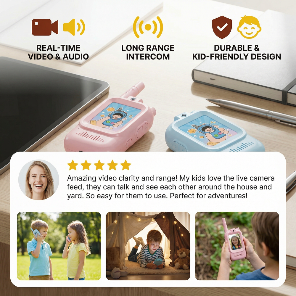 Kletshuts™ VideoTalkie: Intercom Met Camera En Scherm Video Walkie Talkie
