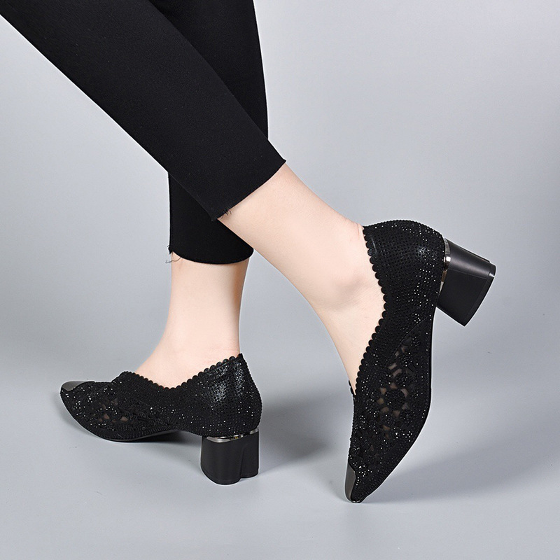 Happy™ GlimmerShoes: Mesh Hakken Schoenen Met Kristallen Accenten