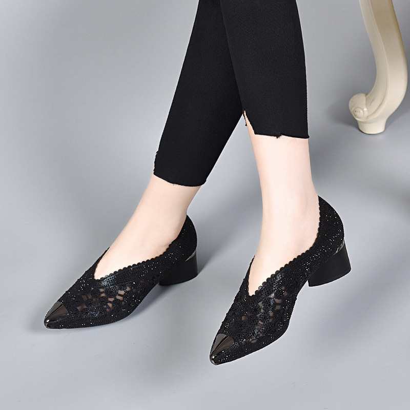 Happy™ GlimmerShoes: Mesh Hakken Schoenen Met Kristallen Accenten