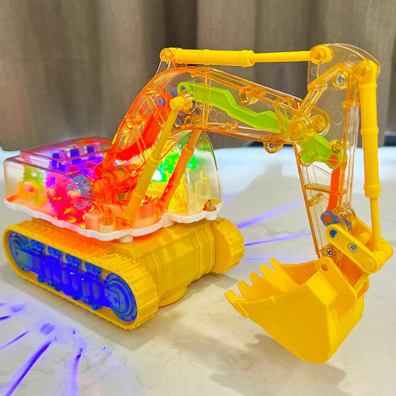 Kletshuts™ TransparentExcavator: Kinderkleurige LED Transparante Gear Elektrische Graafmachine Speelgoed