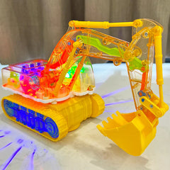 Kletshuts™ TransparentExcavator: Kinderkleurige LED Transparante Gear Elektrische Graafmachine Speelgoed