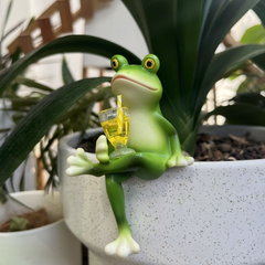 GardenOrnament: Schattig Kikker Decoratie Hangend Pot Rand Tuin Ornament