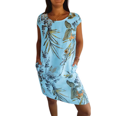 Icone™ CasualDress: Natuur Print Ronde Hals Casual Jurk