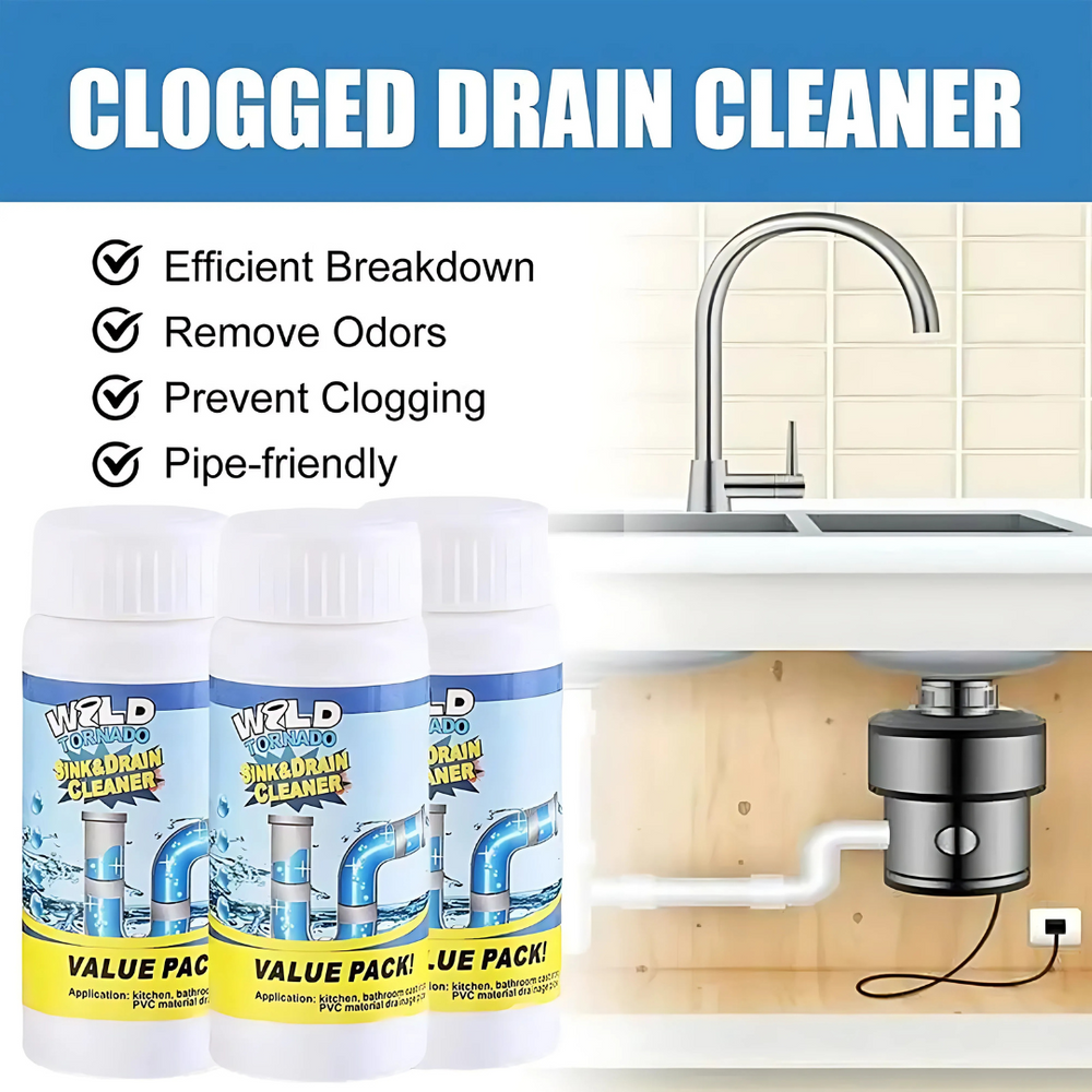 Cleaner Pro° PipeCleaner 1+1 GRATIS: Gootsteen- En Afvoer Pijpreinigerpoeder