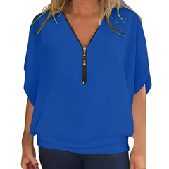 Icone™ LooseBlouse: Comfortabele Ritssluiting En V-Hals Los Blouse Voor Dames