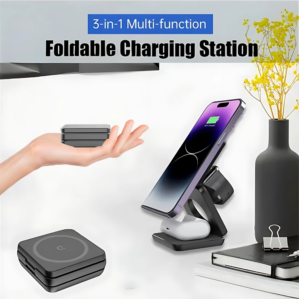 Holder360° MultiCharger: Multifunctioneel Opvouwbaar Magnetisch Oplaad Standaard