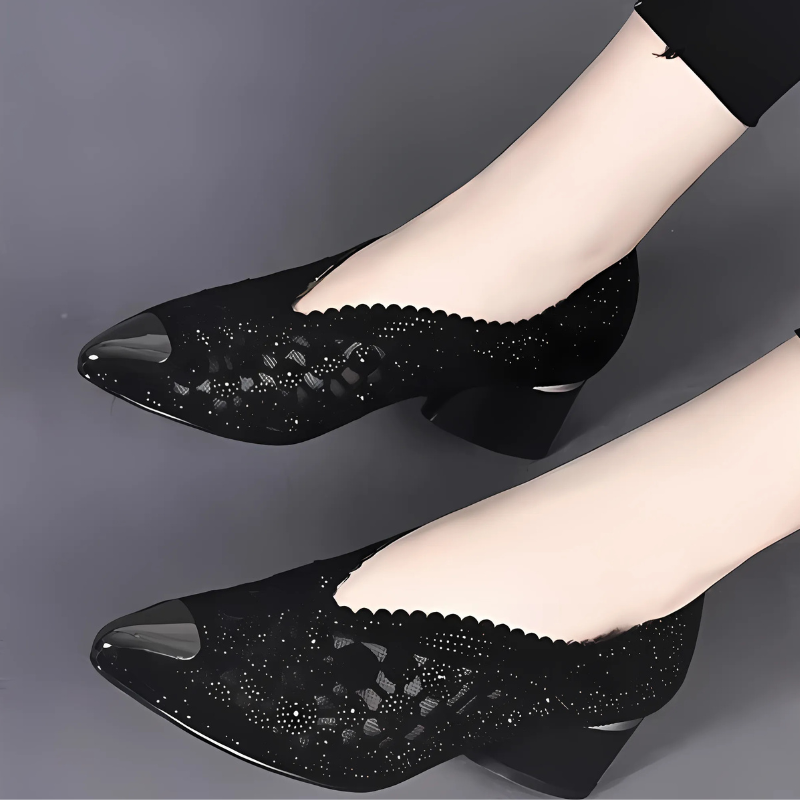 Happy™ GlimmerShoes: Mesh Hakken Schoenen Met Kristallen Accenten