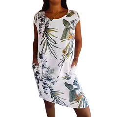 Icone™ CasualDress: Natuur Print Ronde Hals Casual Jurk