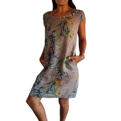Icone™ CasualDress: Natuur Print Ronde Hals Casual Jurk