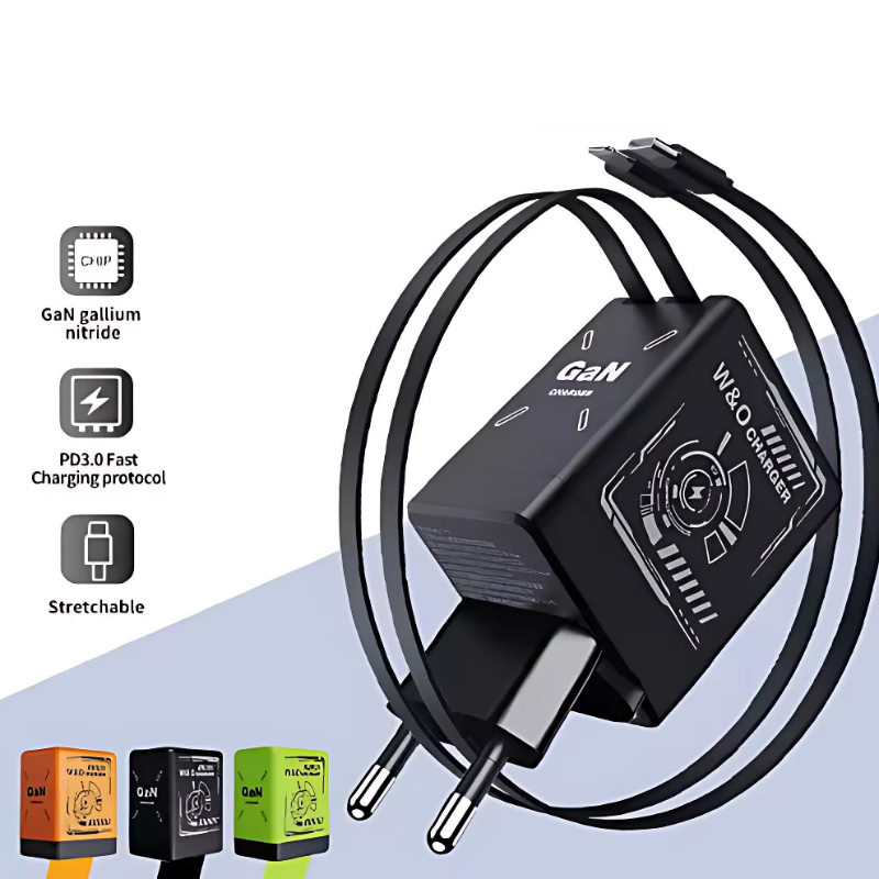 DualCharger: Snel Opladen Dubbel Intrekbare Kabel Reislader