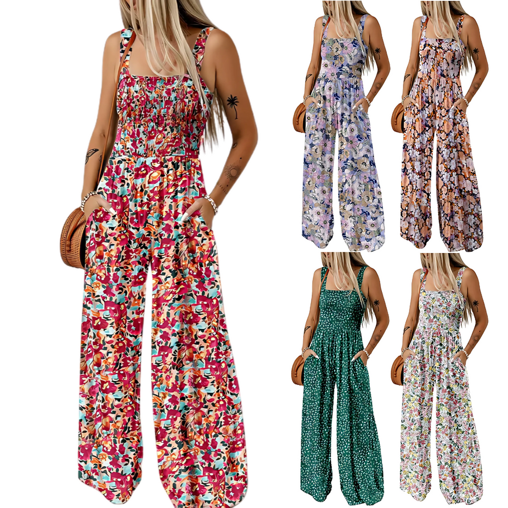 Icone™ PrintedJumpsuit: Volledige Lengte Comfortabel Casual Los Bedrukte Jumpsuit