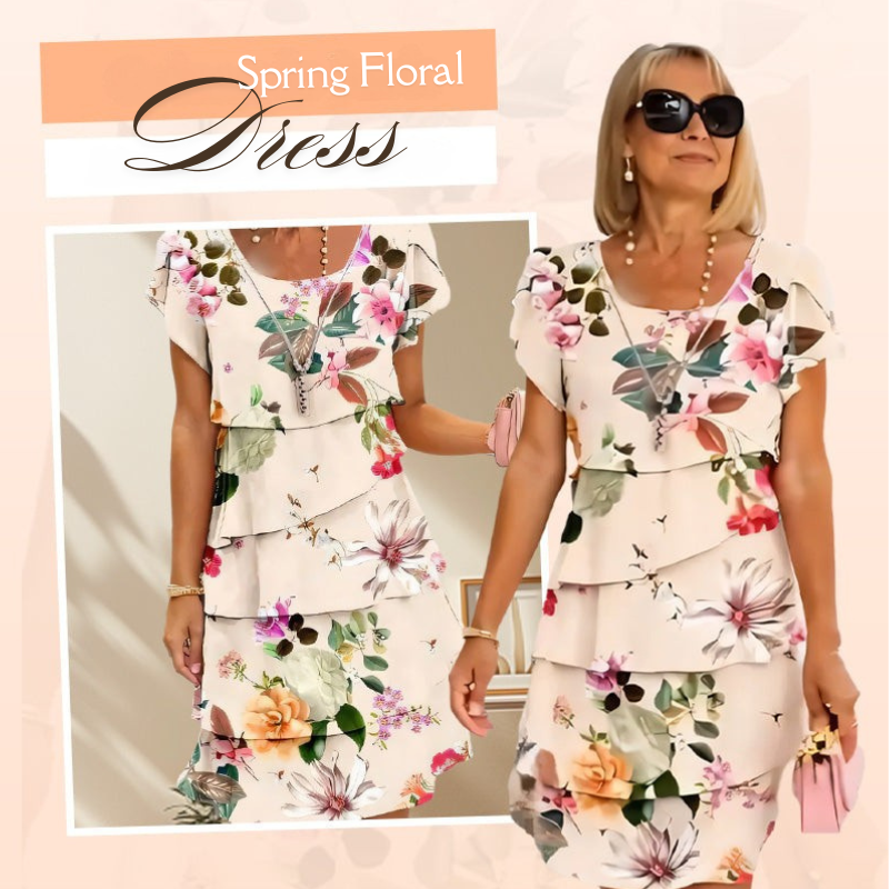 Icone™ SpringDress: Dames Lente Bloemen Cascade Elegante Jurk