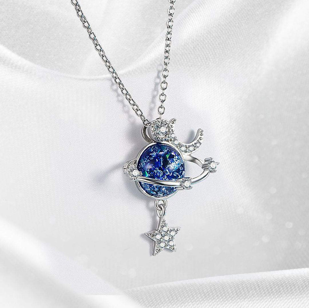 Jewelance™ MoonNecklace 1+1 GRATIS: Blauw Planeet Ster Maan Hanger Ketting