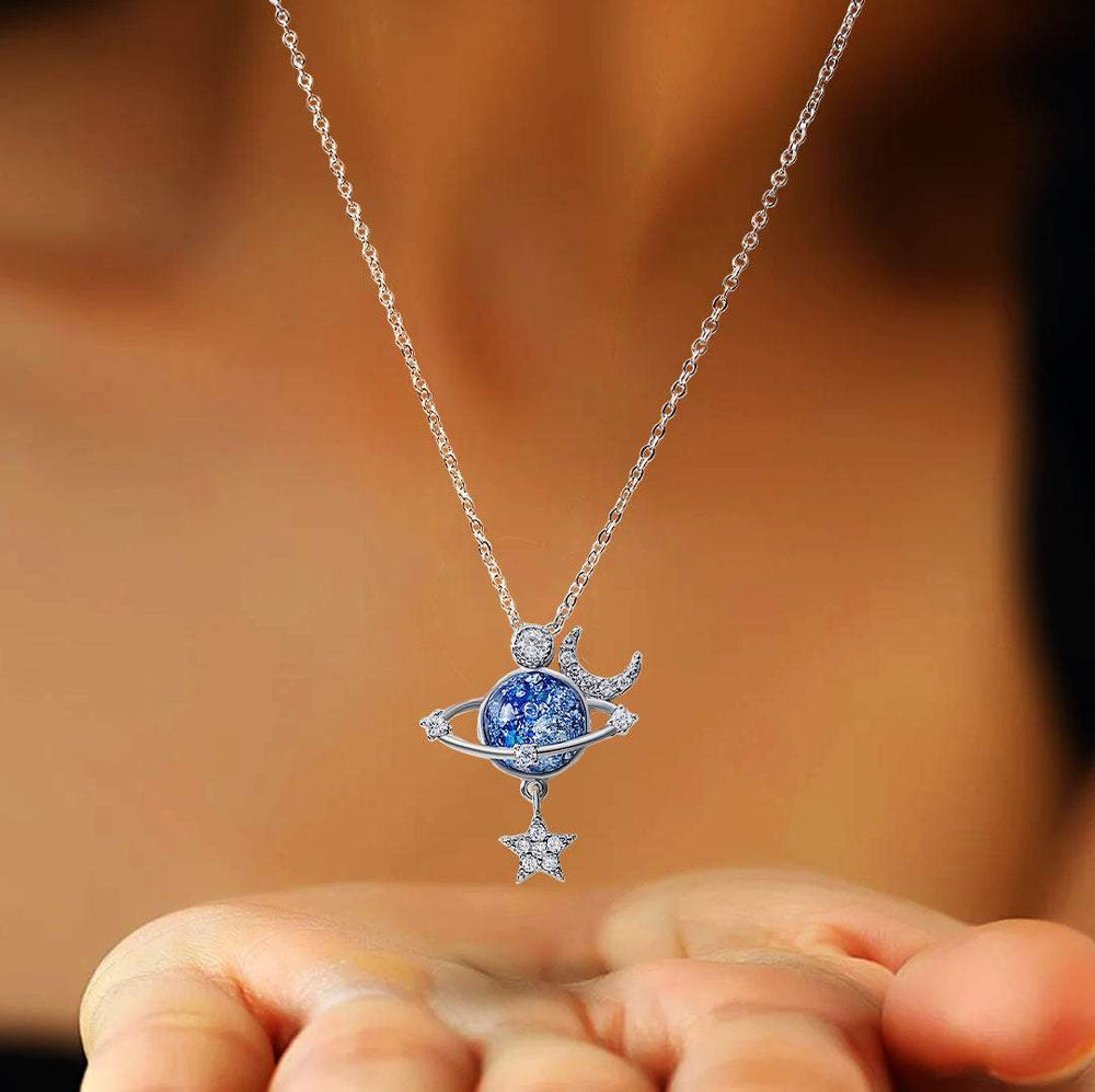 Jewelance™ MoonNecklace 1+1 GRATIS: Blauw Planeet Ster Maan Hanger Ketting
