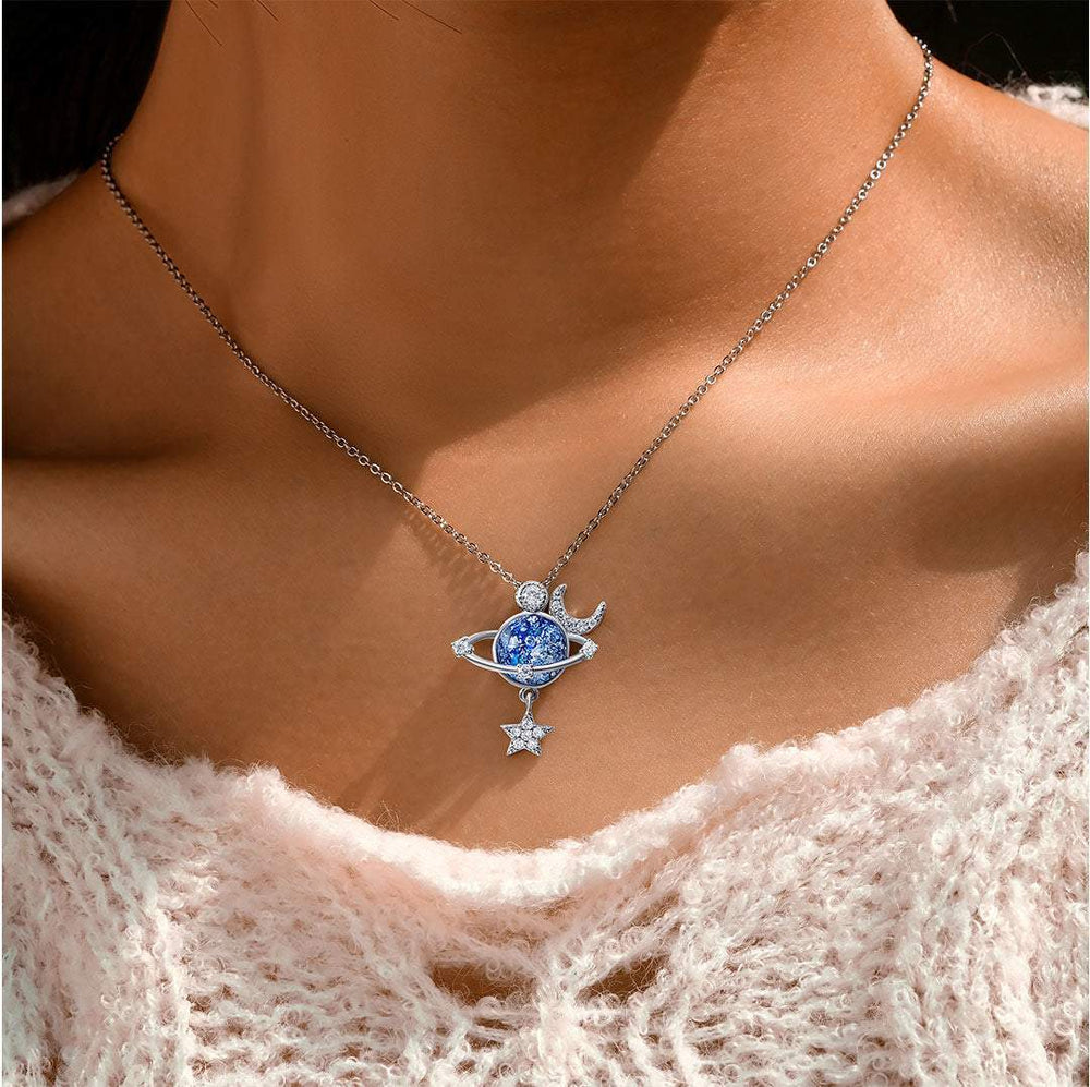 Jewelance™ MoonNecklace 1+1 GRATIS: Blauw Planeet Ster Maan Hanger Ketting