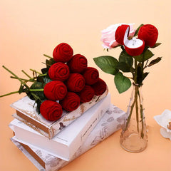 RingBox 1+1 GRATIS: Deluxe Romantische Rode Rozen Ringdoos Houder