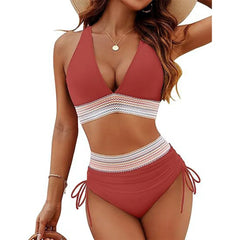 Icone™ DrawstringBikini: Elegante Hoge Taille Twee-Delige Trekkoord Bikini