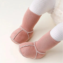 Happy™ InfantSocks 1+1 GRATIS: Elegante Warme Suède Wieg-Veilige Zuigeling Sokken