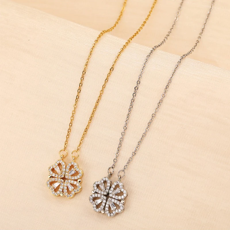 Jewelance™ CloverNecklace 1+1 GRATIS: Stijlvolle Twee-Stijl Magnetische Hart Klaver Ketting