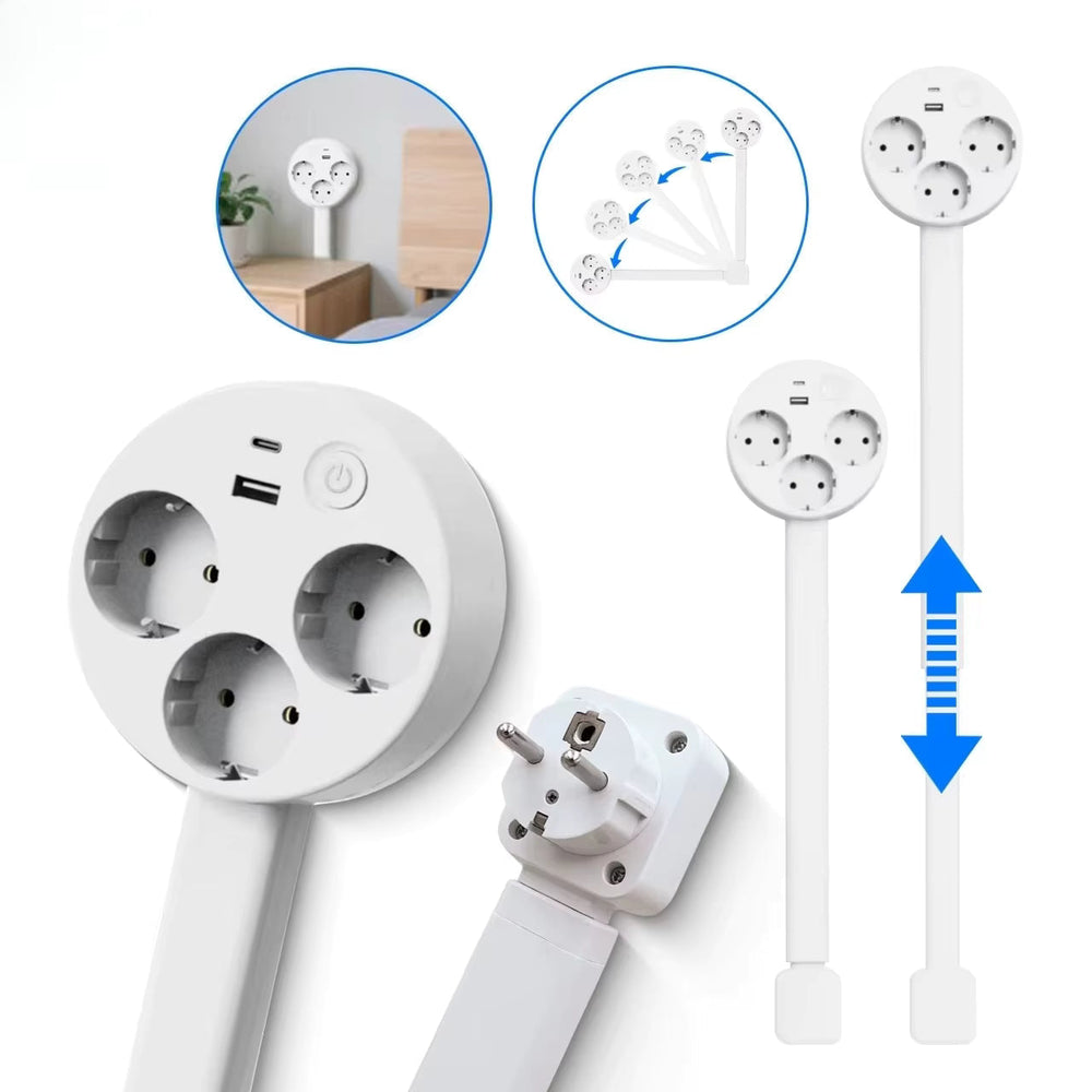 Globetrek° PowerHub: Verstelbare Multi Socket Verlengkabel En USB Hub