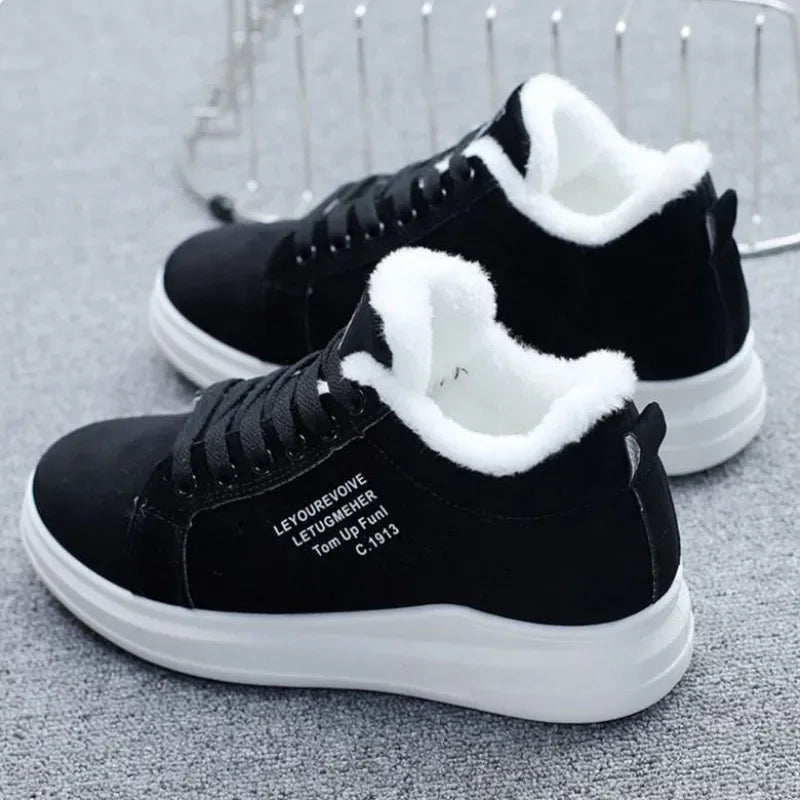 Happy™ VelvetSneakers: Platform Knus Enkelschoenen Veters-Op Van Fluweel Gympen