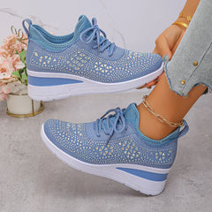 Happy™ WomenSneakers: Stijlvol Ademend Wig Dames Sneakers Met Sprankelende Strass
