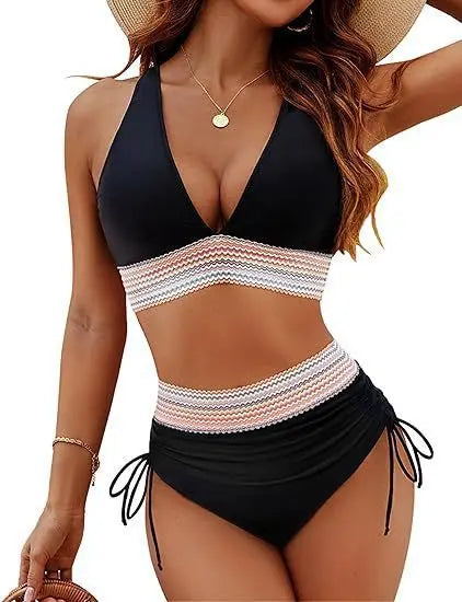Icone™ DrawstringBikini: Elegante Hoge Taille Twee-Delige Trekkoord Bikini