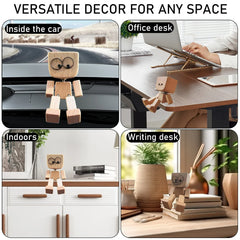 WoodenMan - Klein Schudden Houten Man Beeldje Auto Dashboard Decor