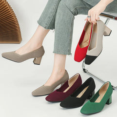 Happy™ KnittedHeels: Dames Vierkant Teen Kort Hak Casual Comfort Gebreid Hakken