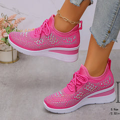 Happy™ WomenSneakers: Stijlvol Ademend Wig Dames Sneakers Met Sprankelende Strass