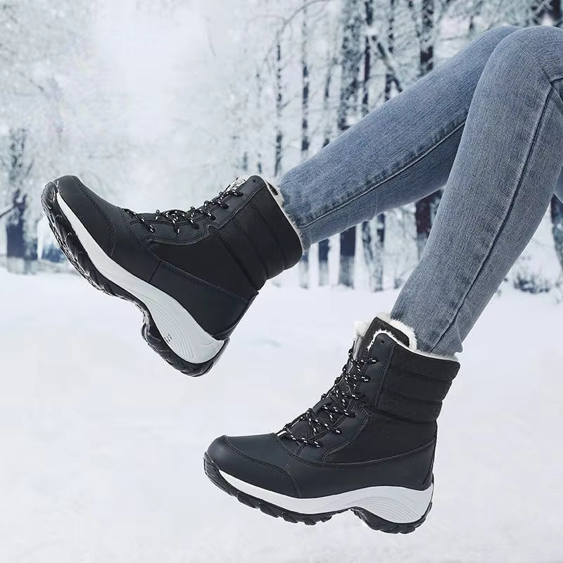 Happy™ ComfyBoots: Dames Chunky Platform Veterschoenen Hoge-Snee Comfy Laarzen