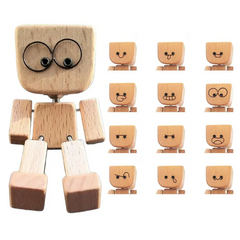 WoodenMan - Klein Schudden Houten Man Beeldje Auto Dashboard Decor