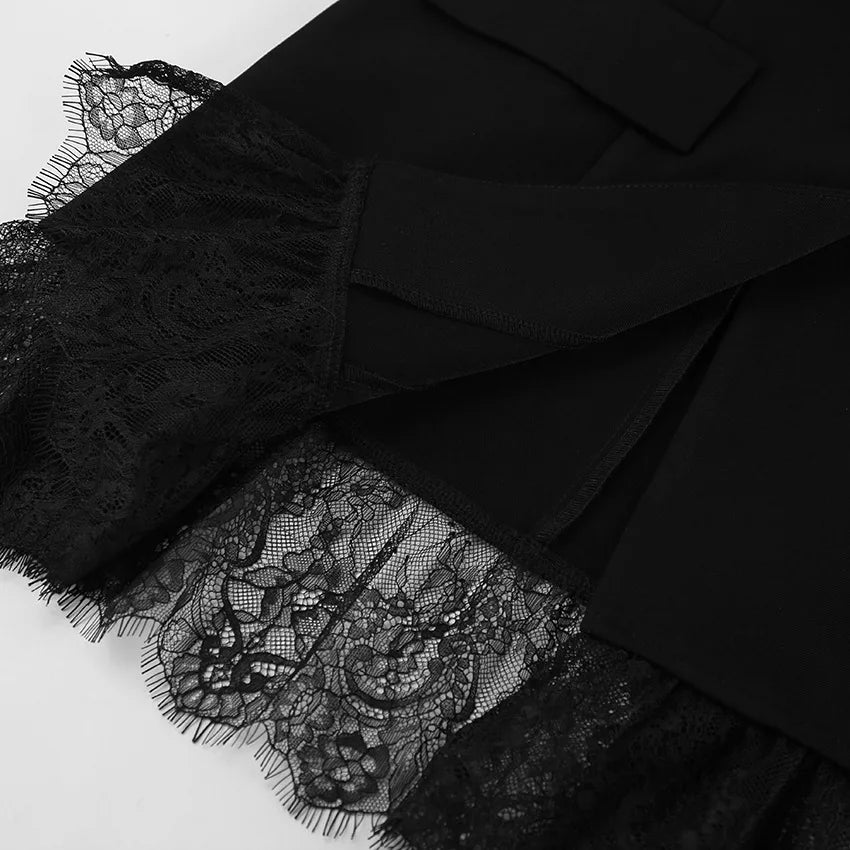 Icone™ LuxuryBlazer: Dames Kant Dubbele-Revers Luxe Blazer