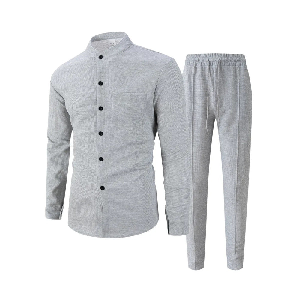 Icone™ WaffleSet: Heren Elegant Comfortabel Stijlvol Wafel Shirt En Broek Set
