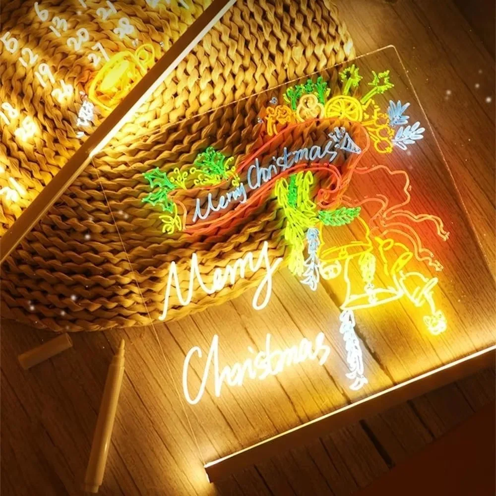 Kletshuts™ NoteBoard: LED-Lamp Acryl Notitie- En Tekenbord